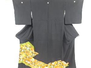 アンティーク　格天井に桐・菊・橘模様刺繍留袖(比翼付き)